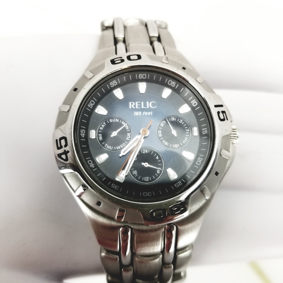 Relic Wet Zr549 Chrome Blue Dial 